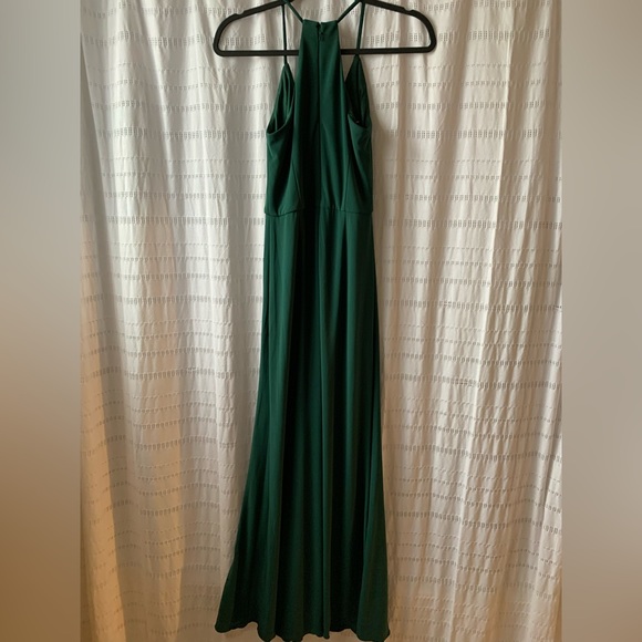 DB Jersey A-Line Bridesmaid Forrest Green Maxi Slip Dress Knot Detail💐 - Picture 9 of 16